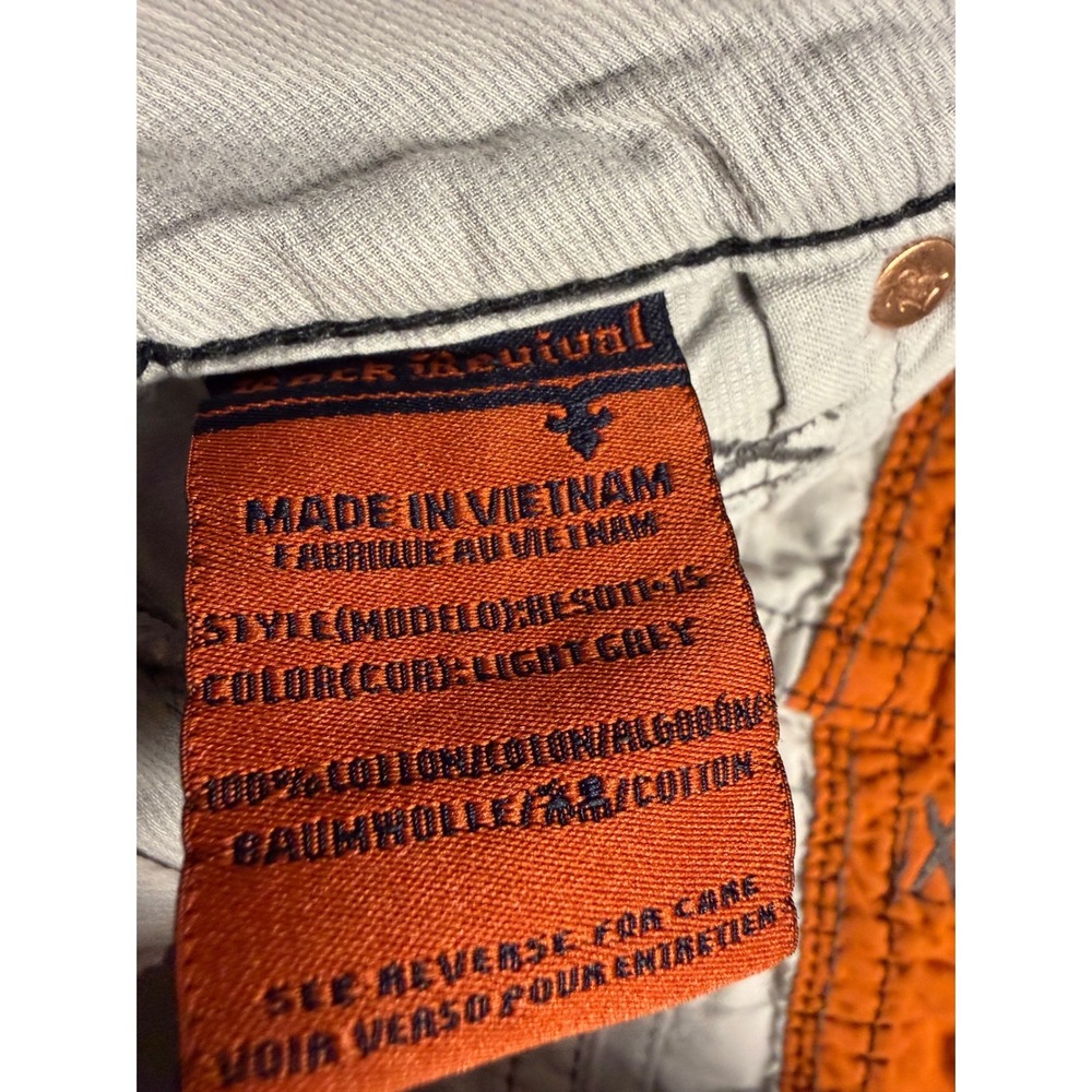Rock Revival Corduroy Shorts Mens 32 Light Grey Slim Fit Heavy Stit Fleur-De-Lis - Picture 4 of 12